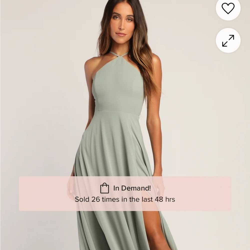 Absolutely Breathtaking Sage Brush Maxi Dress - Lulus Size L (altered for 5’6)